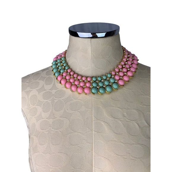 Iman Necklace Statement New Pink Green Adjustable 18"-21" - Picture 2 of 7